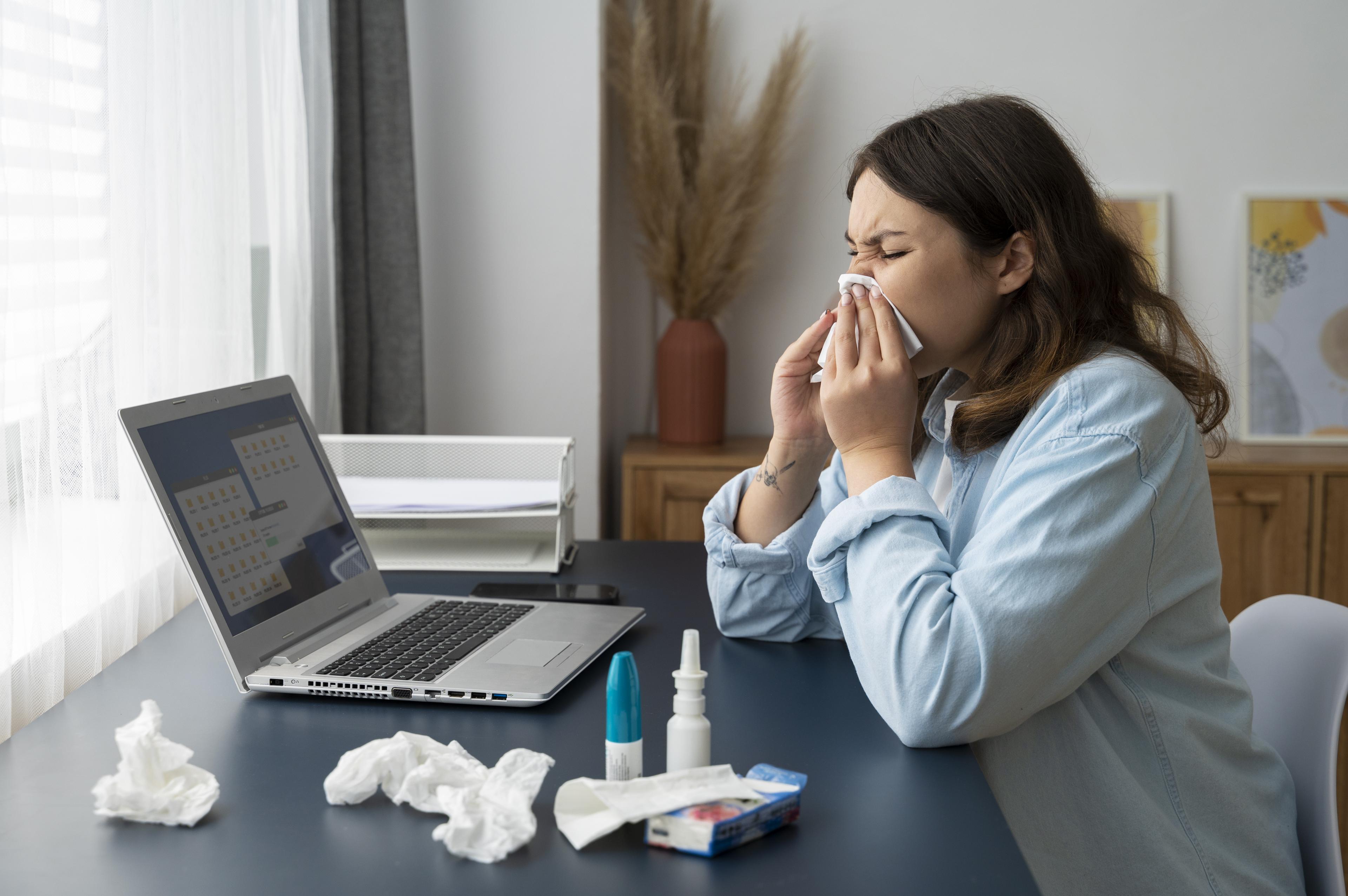Client receiving allergy support IV therapy
